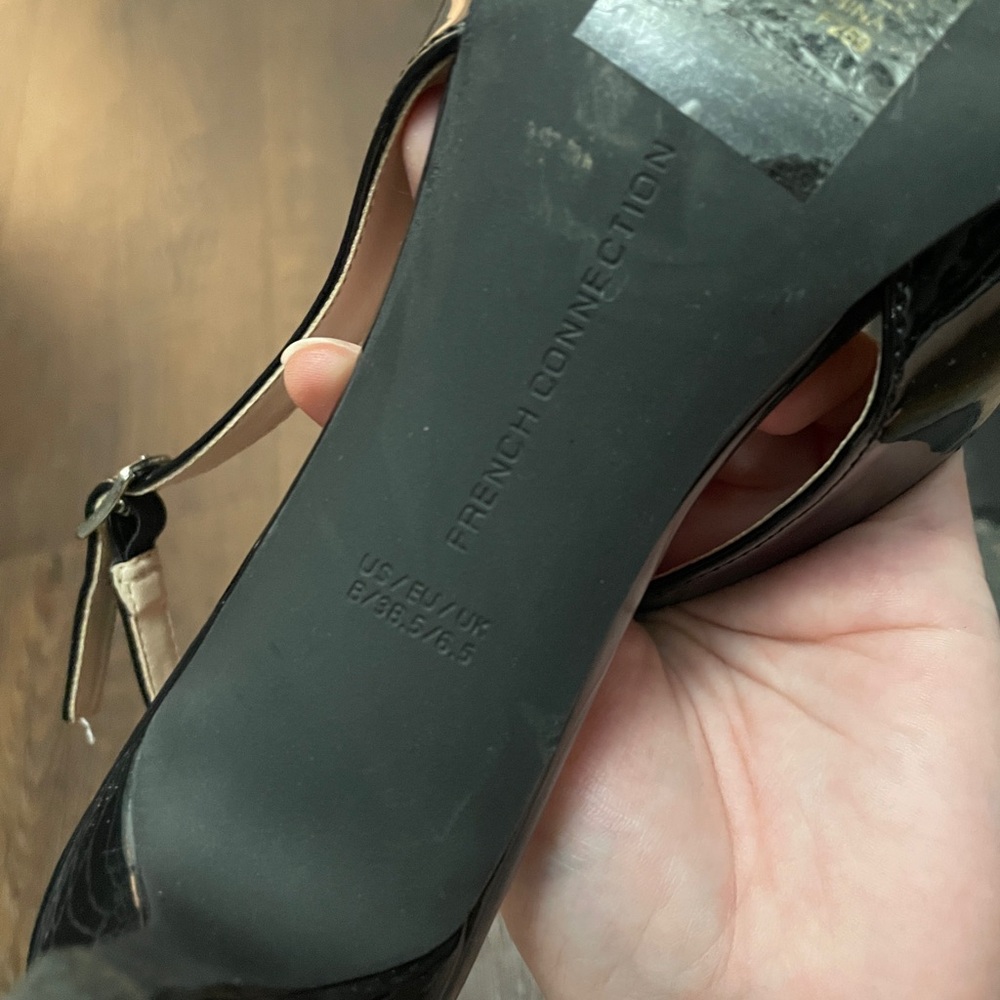 French Connection Glossy Black Slingback Heels - Picture 5 of 5